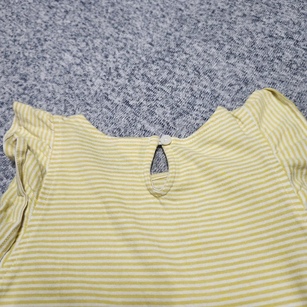 Baby Gap Toddler Girls Dress 4Y Yellow Stripe Chambray Eyelet Skirt‎ Cotton